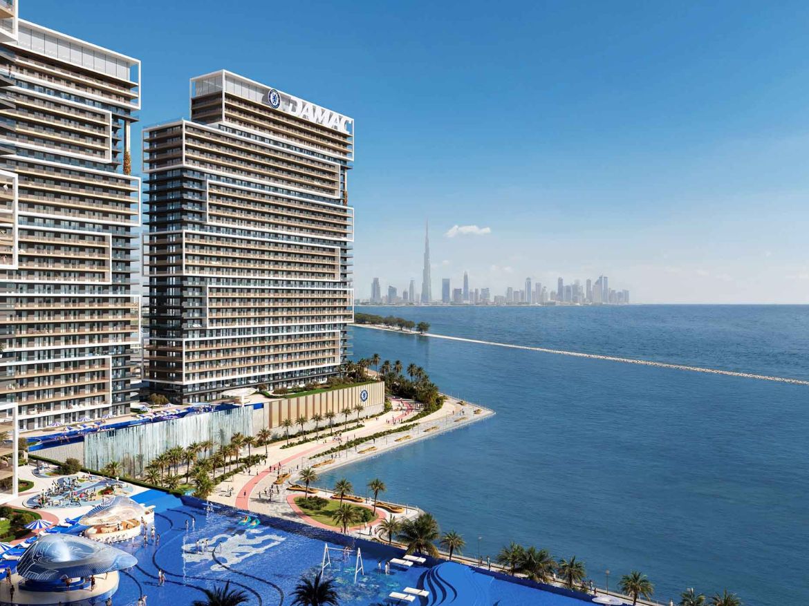 Chelsea Residences with panoramic view of sea and Burj Khalifa skyline – DAMAC Dubai